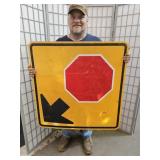 Metal STOP AHEAD 36 x 36" Sign