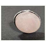 .925 Silver Rose Quartz Ring Size 10.5
