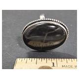 .925 Silver Black Onyx Ring Size 9.5