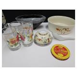 Halls Jewel Tea Bowl, Oriental Dish, Glasses