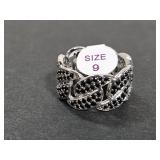 Sterling Silver Black Onyx Ring Sz 9