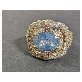 10KG Over Jewelers Bronze Blue Topaz Ring Sz 8.5