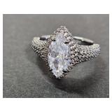Sterling Silver Moissanite Ring Sz 9.5