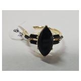 10 KG Over Jewelers Bronze Black Onyx Ring Sz 9