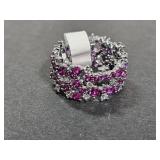 Sterling Silver Hematite Ruby Ring Sz 7