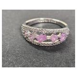 Sterling Silver Pink Ice Ring Sz 10