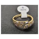 10 KG Over Jewelers Bronze White Topaz Ring Sz 9