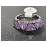 .925 Sterling Silver Amethyst Ring Sz 9