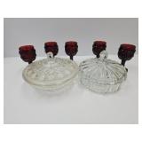 Candy Dishes & Ruby Red Cape Cod Cordial Glasses