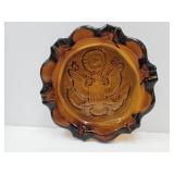 Large Vintage Tiara Heavy Eagle Amber Ashtray