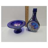 Cobalt Wheaton Bottle Decanter &  Imperial  Dish