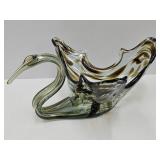 MCM Art Glass Swan Planter 12" L SEE NIC