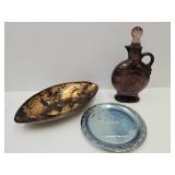 Beam Amethyst Decanter, Carnival Plate , 13" Bowl