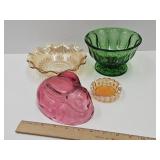 Peach Luster Bowl & Candle Holder & Bunny Top