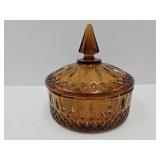 Amber Glass Golden Princess Indiana Candy Dish