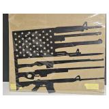 New Metal Flat Military Guns Flag 12" x 9"