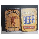 New Fireball & Beer Metal Signs 8" x 12"