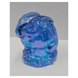 Fenton  Large Irridescent Blue Glass Bunny 5.5"h