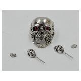 Sz. 9 Skull Ring & Matching Earrings