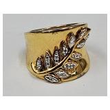 JTV 18 Kt. Gold Over Brass Leaf Ring Sz. 3.5