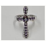 JTV Sterling Silver Topaz Amethyst Cross Ring