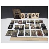 Antique 29 Tin Photos Wallet Size & 5x7