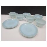 Blue Turquoise Color Fire King Cups, Bowls & Sauc