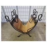 Wrought Iron Fire Wood Log Holder / Folds to Store