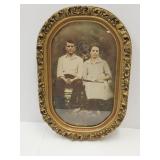 Antique Wood Frame with Picture 13 s 19"