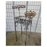 Metal Plant Stand  13 x 28" h, & Garden Signs