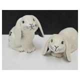 Dedham Pottery Bunny Rabbits 4" & 5.5" high
