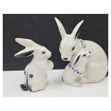 Dedham Pottery Bunny Rabbits  7 1/4" h & 9 3/4"h