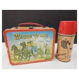 VTG Wagon Train Metal Lunch Box w Thermos SEE CUP