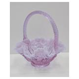 Purple FENTON Glass Basket 8" W