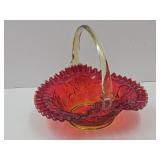 Amberina FENTON Glass Basket  7.5" wide