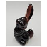 Viking Black  Glass  Bunny 6.5" high