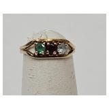10K Gold  Baby Ring?  with 3 Gemstones SZ 2.5