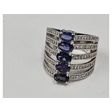 Sterling Silver with Blue CZ JTV Ring SZ 6