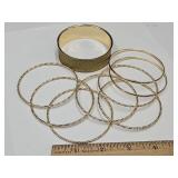 Large Lot of Pretty Gold Tone Bangle Bracelets