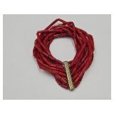 Red Coral  10 String  Style Stretch Bracelet
