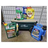 Lawn Garden Cart  & Partial Bottles Weed Killer