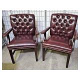 2  Nice Pleated Backs Oxblood Chairs By Global