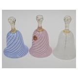 Set of 3 Murano Glass Bells   (2 No Dingers)