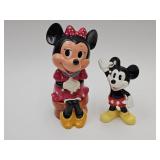 Walt Disney Minnie Mouse Bank & Ceramic Mickey 5"