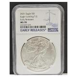 2021  Graded Silver Eagle Dollar Coin   MS70