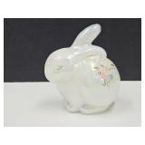 Hand Painted Signed FENTON Glass Bunny 3" L