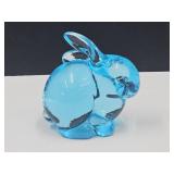 Blue Glass FENTON Bunny 3" L
