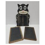 2 Vintage School Slates &  Cat Slate Chalkboards