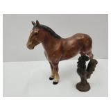 VTG 10 " Cast Iron Horse 4" H Cast Iron Rooster