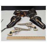VTG Hopalong Toy Cap Guns Works w Holster & Ammo